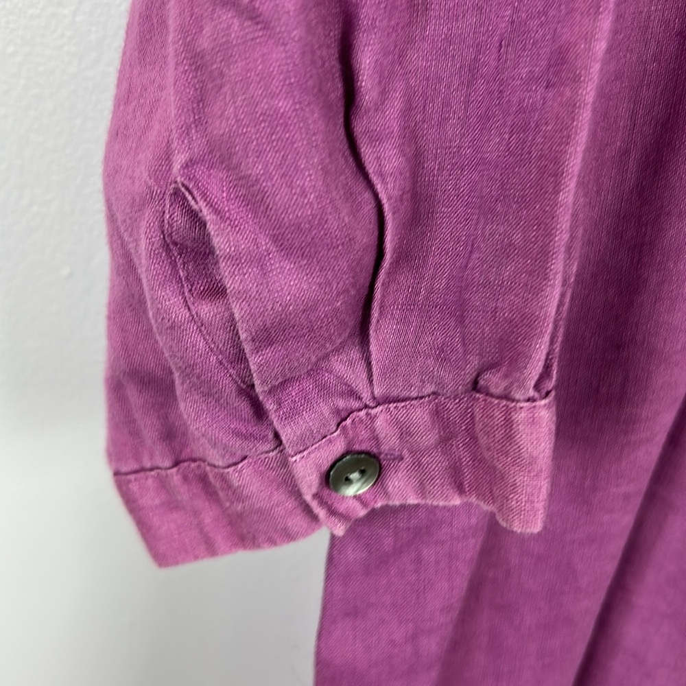 100% linen Pleated / pintuck J. Jill magenta Women's Blouse 4X - Picture 10 of 13